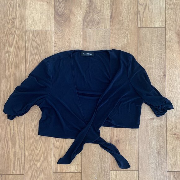 Vintage Cropped Navy tie top— - Picture 2 of 2